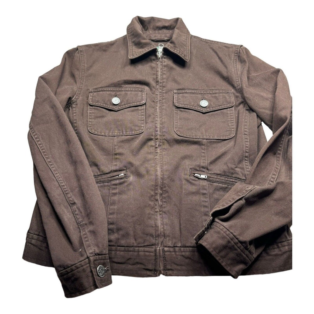 Ralph‎ Lauren Jeans Company Women's Zip Jean Jacket Size Small Brown Demin
